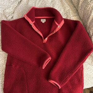 J. Crew - Red Polartex Fleece Pullover with Pink Accents